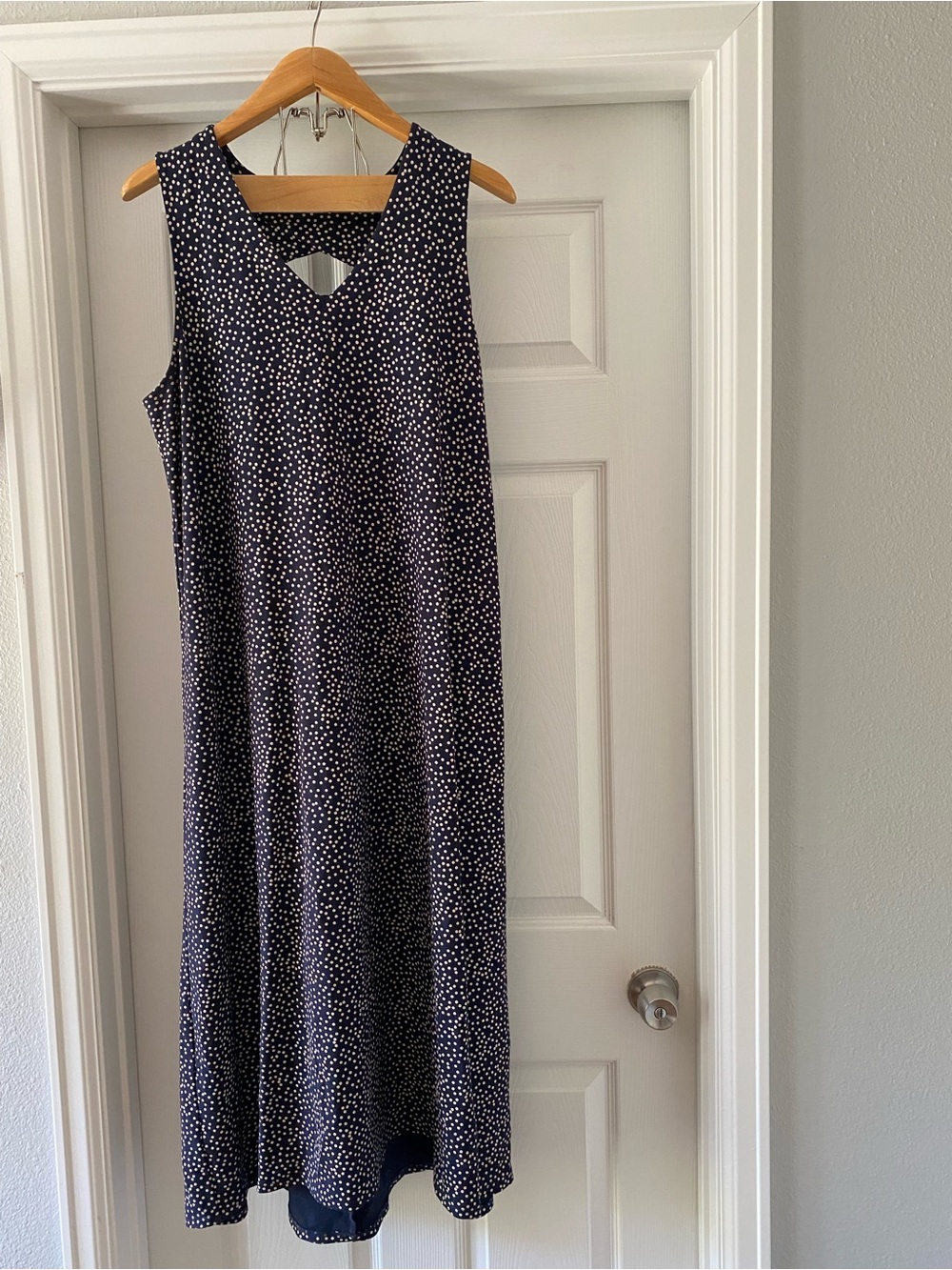 J. Jill Wearever collection women’s  navy polka dot midi dress size L